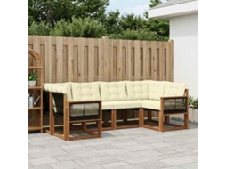 Vidaxl Conjunto De Sofás Para Exterior 6 Pcs Natural E Creme