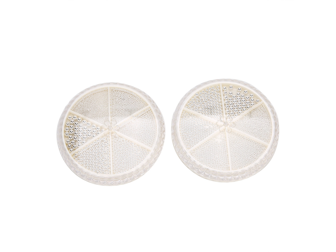 2 Caixas De Pérolas De Arte De Unhas 6 Gradeades Para Manicure E Artesanato Diy Decoração Acessórios Gz-03 Prata Branca