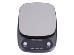 Balança digital de cozinha com visor LCD de 10kg/1g, bandeja de aço inox