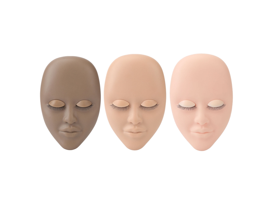 Cabeça De Boneco Para Treinamento De Cílios Com Pálpebra Substituível 3d Em Borracha Realista 3pcs