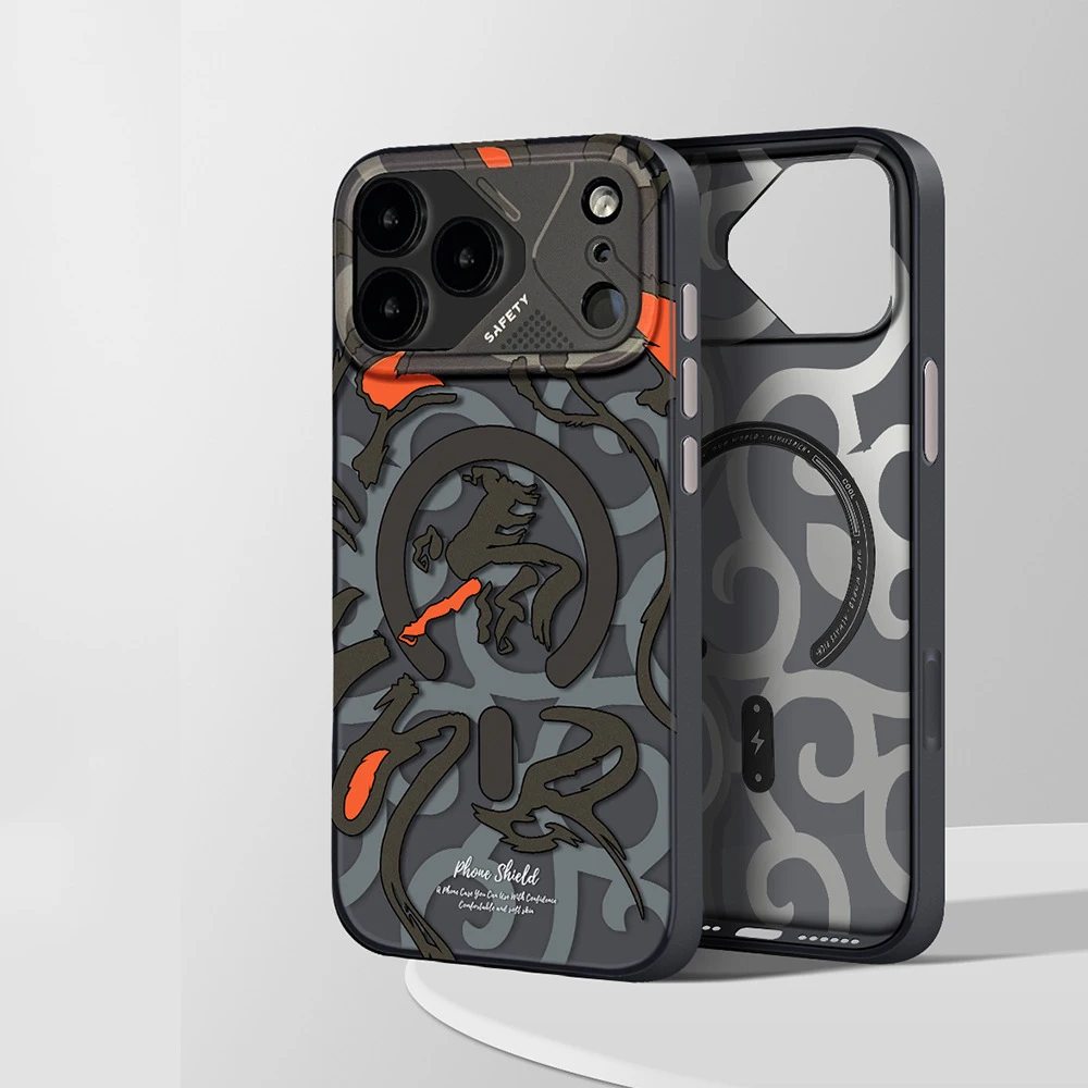 Capa Protetora Para Carregamento Sem Fio (preta, Para Iphone 16), Acabamento Fosco, Resistente A Impactos.