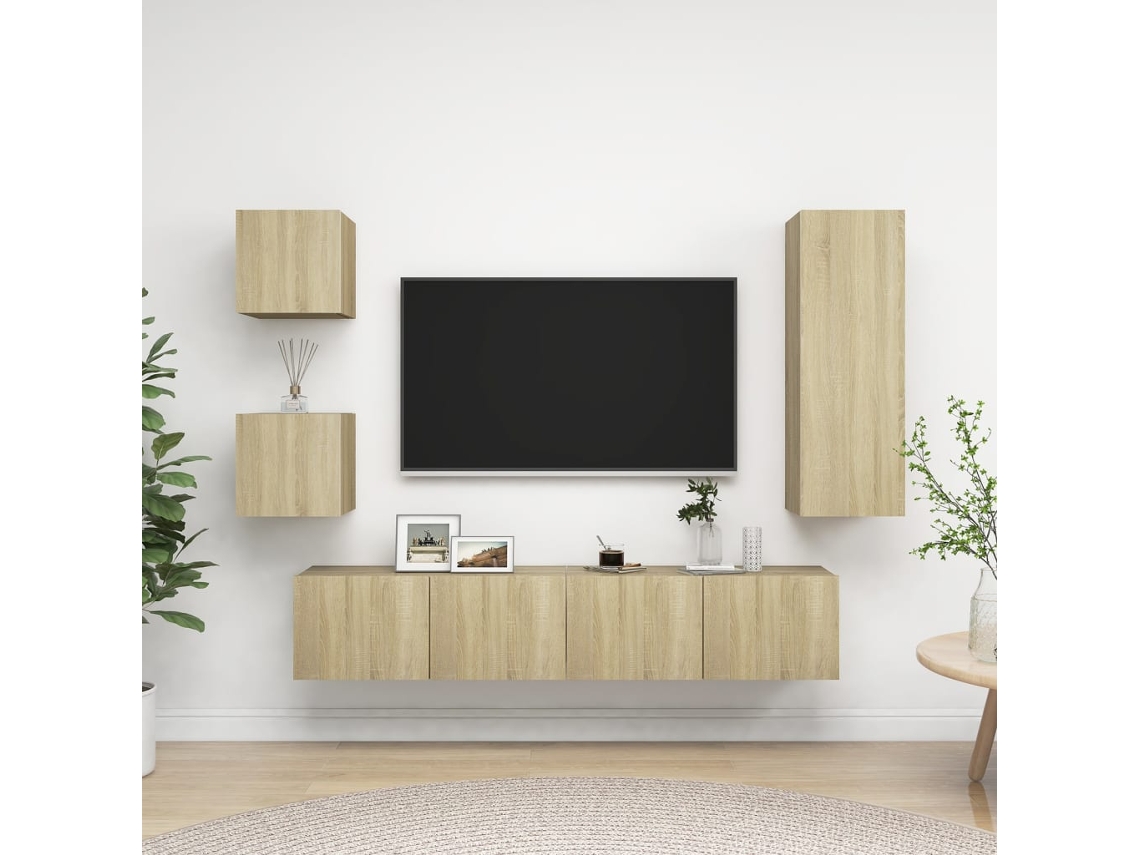 Vidaxl 5pcs Conjunto De Móveis De Tv Derivados Madeira Carvalho Sonoma
