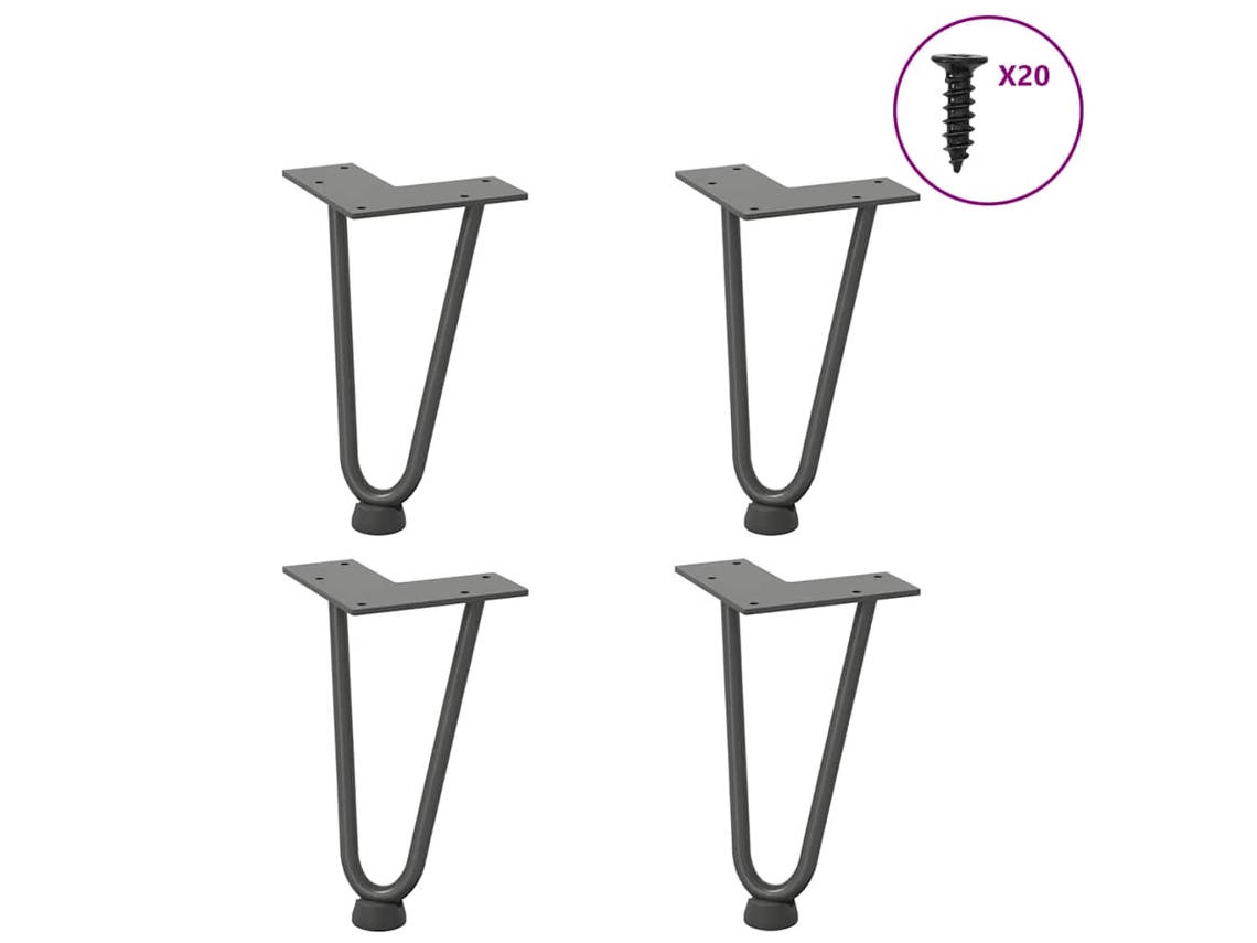 Vidaxl Pernas De Grampo Para Mesa De Centro 4 Peças Antracite 20 Cm Aço Maciço