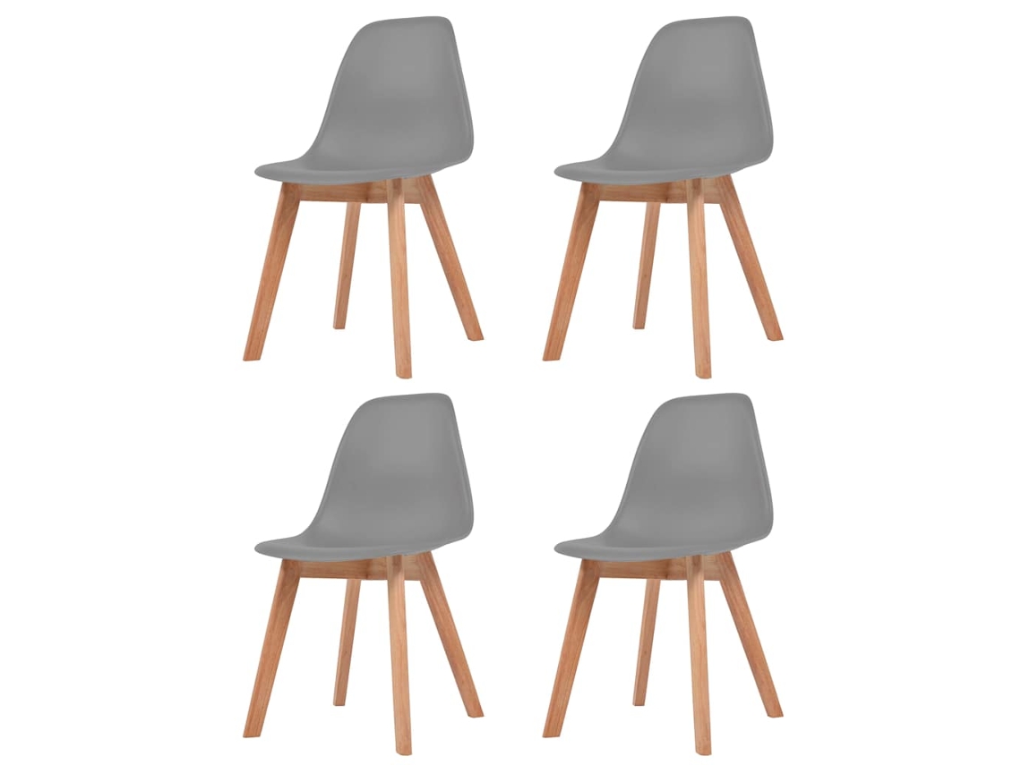 Vidaxl Cadeiras De Jantar 4 Pcs Plástico Cinzento