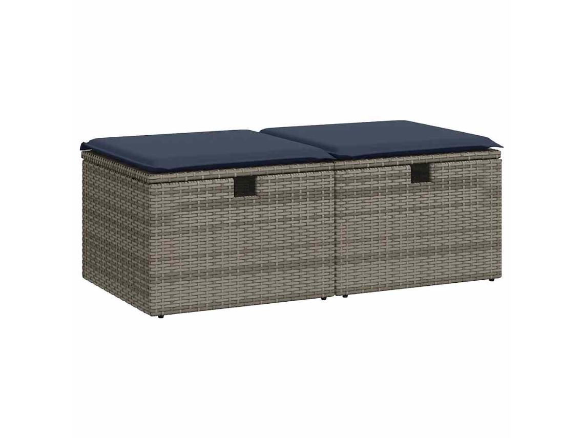 Conjunto de 2 Sofás de Jardim com Almofadões Vime Pe/acácia Cinzento MAISON EXCLUSIVE