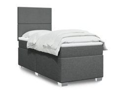 Vidaxl Cama Com Molas/colchão 90x190 Cm Tecido Cinza-escuro
