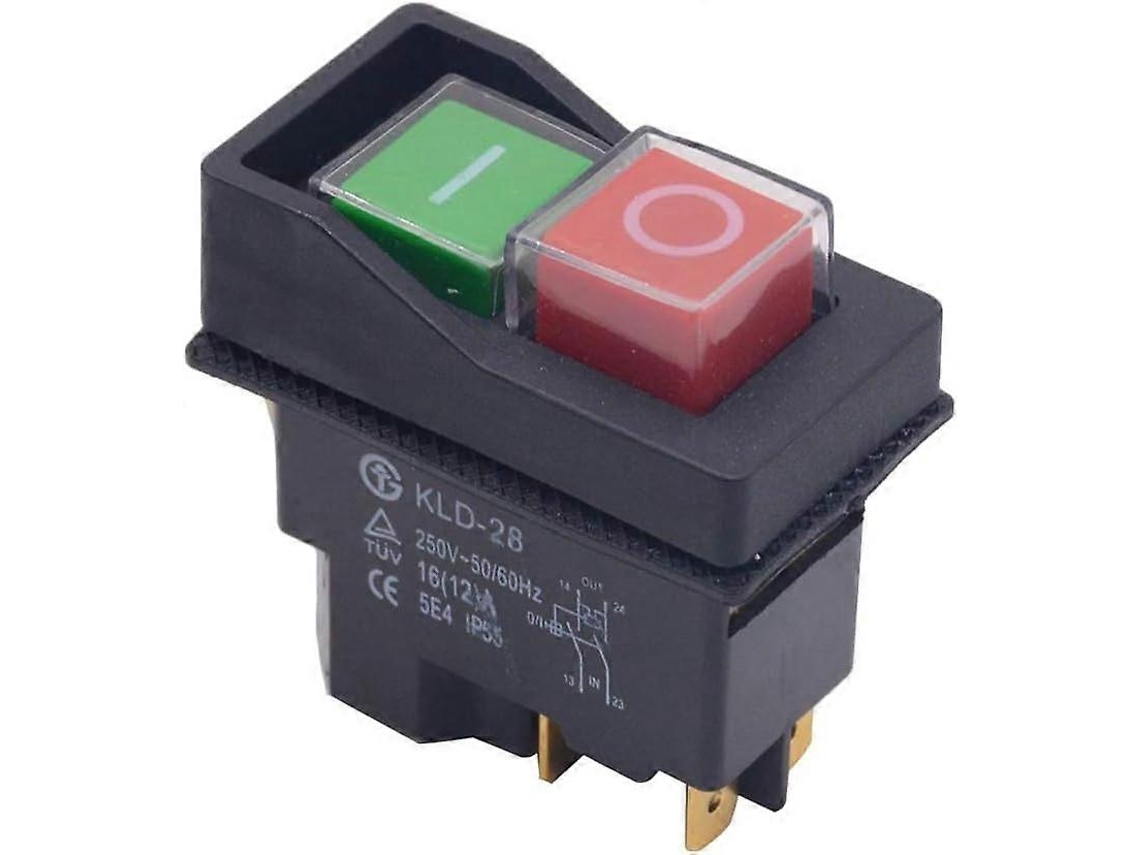 Interruptor de Pulsador Magnético Impermeable 4 Pines On/off 250v 16a para Herramientas de Máquina Accesorios Auto bloqueo