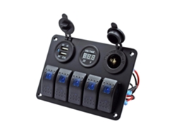 Painel De Interruptores De Faixa Resistente À Água Com Voltímetro Led E Duas Portas Usb - Resistente