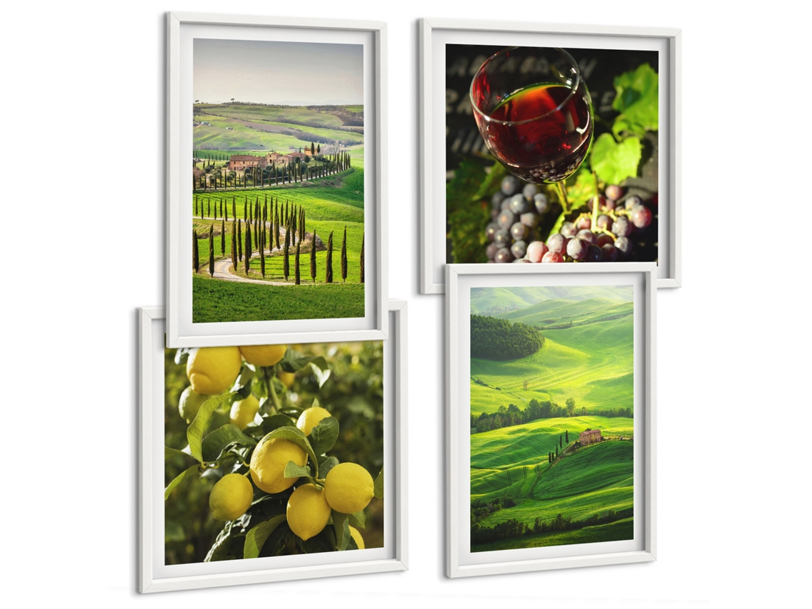 Composição De Quadros Encantadoras Paisagens Da Toscana Espelharte (4 Peças)