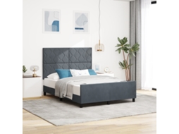 Estrutura De Cama Em Cinza Escuro, 160x200 Cm, Veludo