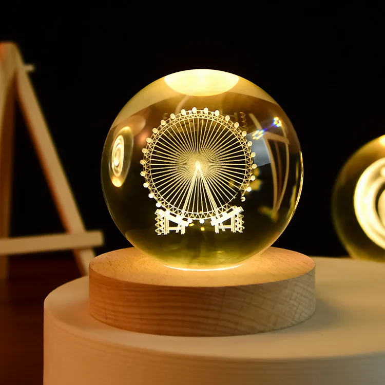 Bola de Cristal 3d de 60mm, Ornamento de Vidro Gravado a Laser, Item Colecionável MDUG (roda gigante 60mm)