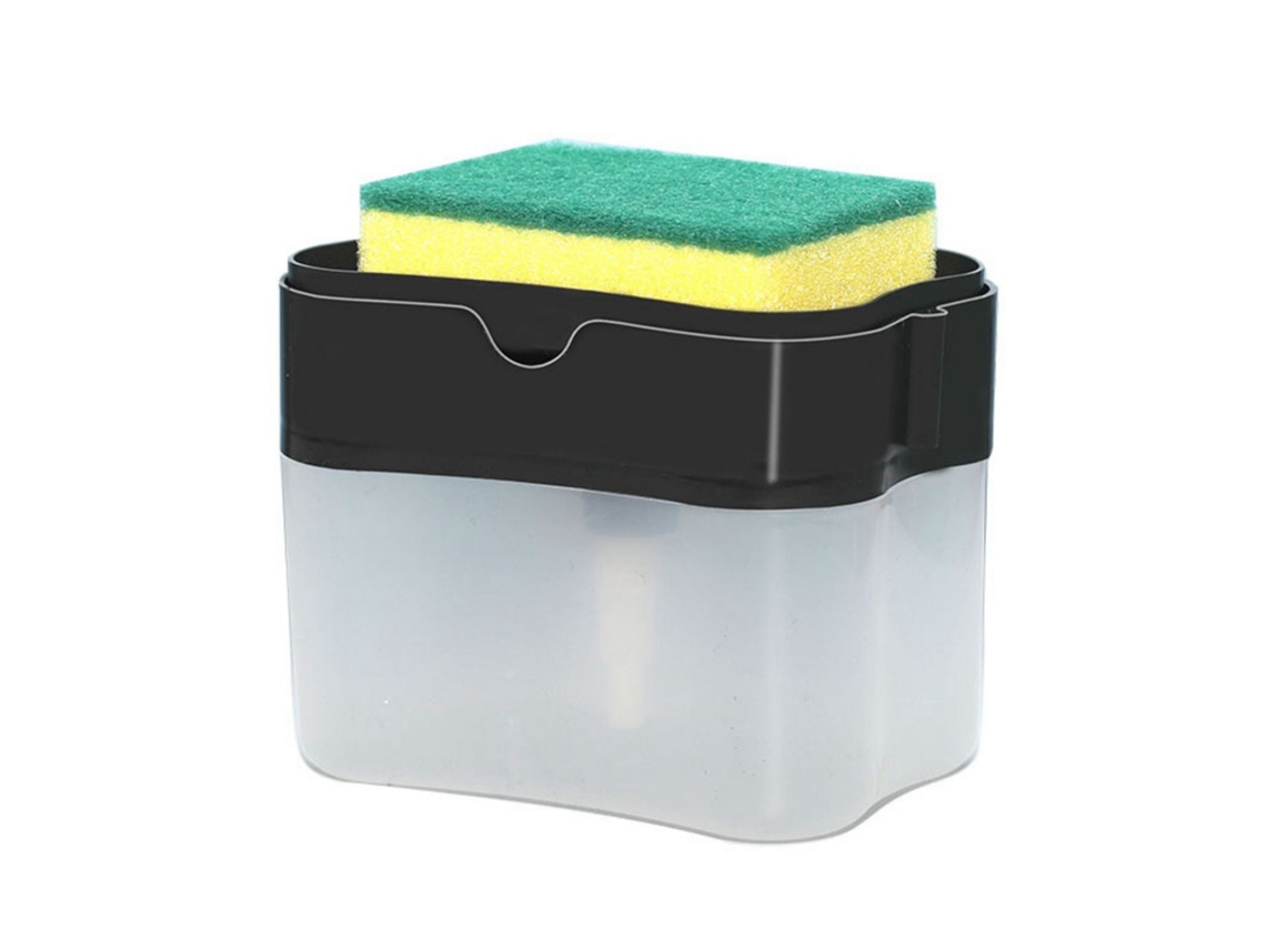 Dispenser de detergente para louça plástico durável com grande capacidade e armazenamento compacto preto | S/MARCA