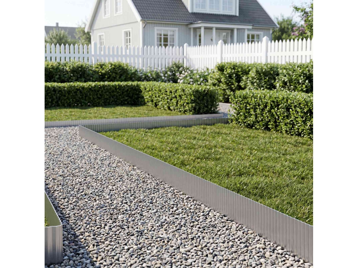 Vidaxl Acabamento Para Gramado 5 M X 15 Cm Aço Galvanizado Prateado