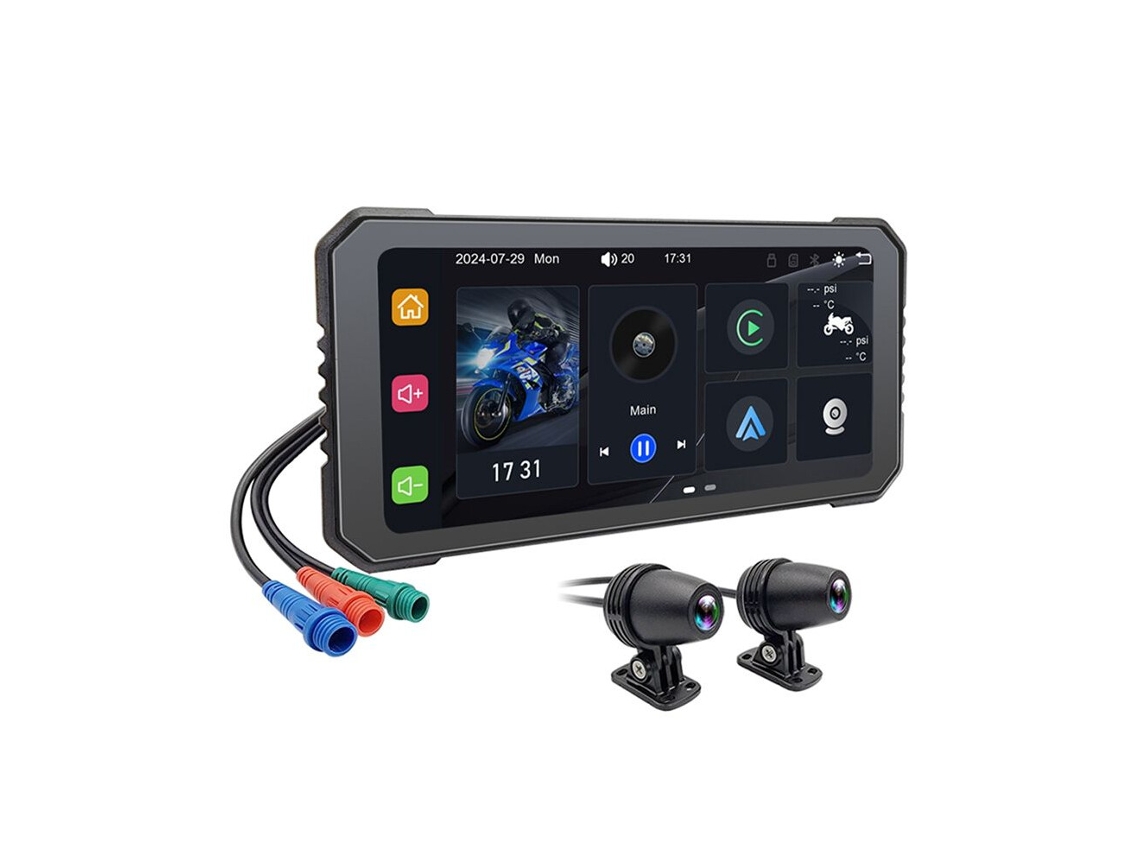 Dvr para Motos de 6,25 Polegadas com Carplay Sem Fios, Monitor Touchscreen À Prova de Água com Navegação Gps e Android Auto