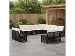 Vidaxl Conjunto De Sofá De Jardim 13 Unid. Preto Vime Pe