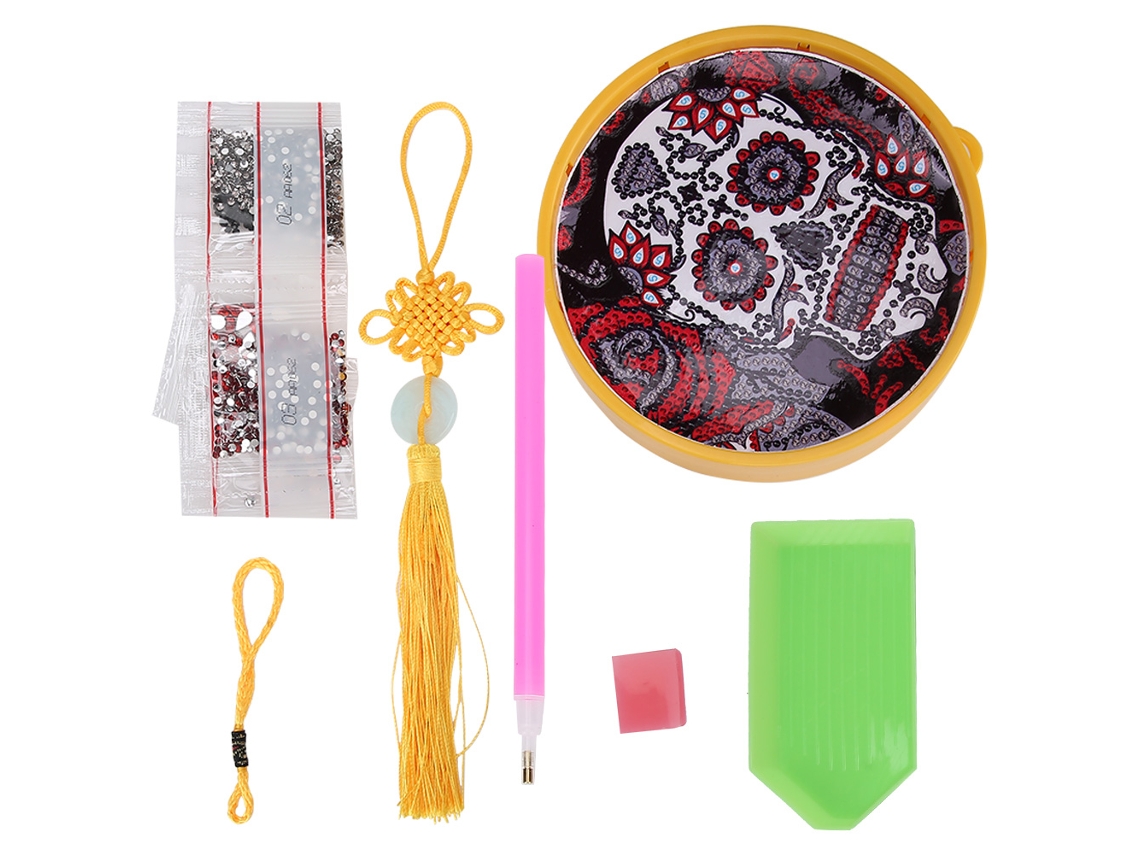 Lâmpada De Pintura De Diamantes Pendente Led Redonda Com Padrão De Caveira Presente Diy Decoração Noturna Para Mesa E Lar