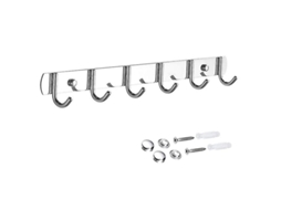 Cabide de aço inoxidável SUS304 com 6 ganchos de parede, resistente, para casacos, chapéus e toalhas.