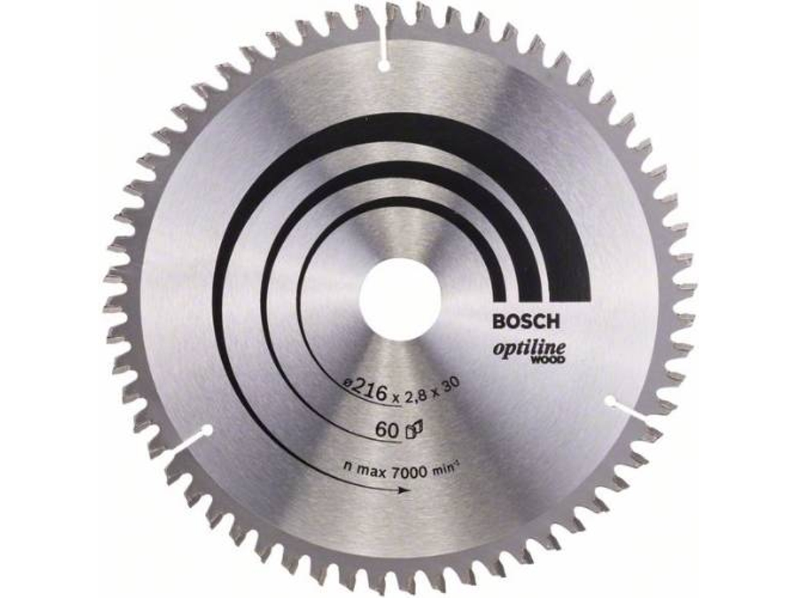 Disco de Serra Circular BOSCH Optiline Madeira 216x30x2.8 mm - 60