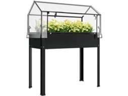 Canteiro Elevado com Telhado de Estufa, Caixa de Plantas Elevada com Furos de Drenagem,, 100 X 48 X 124 Cm Preto