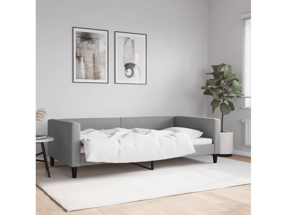 Vidaxl Sofá-cama 100x200 Cm Tecido Cinzento-claro