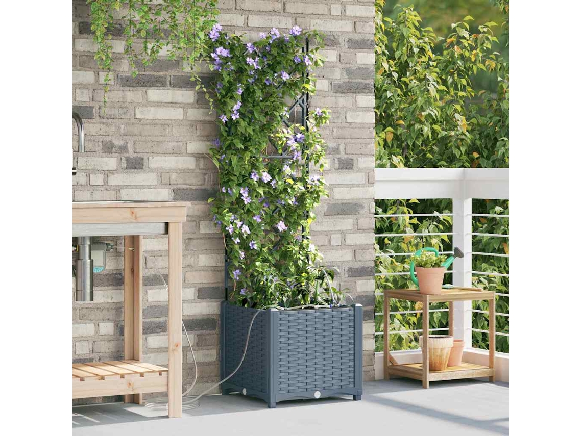 Vidaxl Vaso De Jardim 2 Unid. Cinzento-claro 40 X 40 X 142 Cm Pp