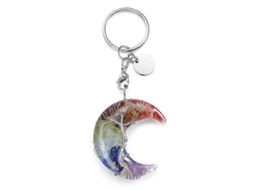 Chaveiro De Cristal Com Fio De Lua E Pedra De Quartzo Aquaforge