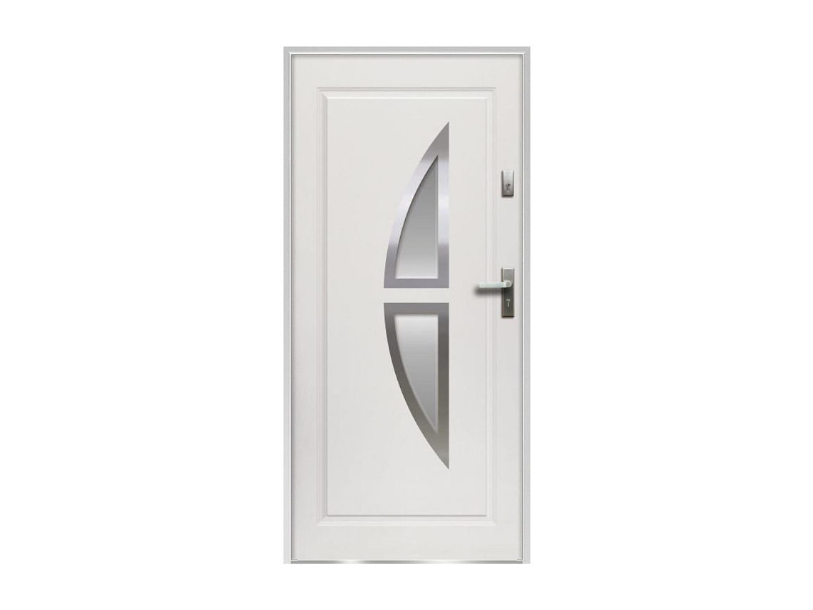 Porta de Entrada Semi-Vidrada Covas VENTE-UNIQUE.PT (Branco - Metal e Vidro - 95x9x203.5 cm)