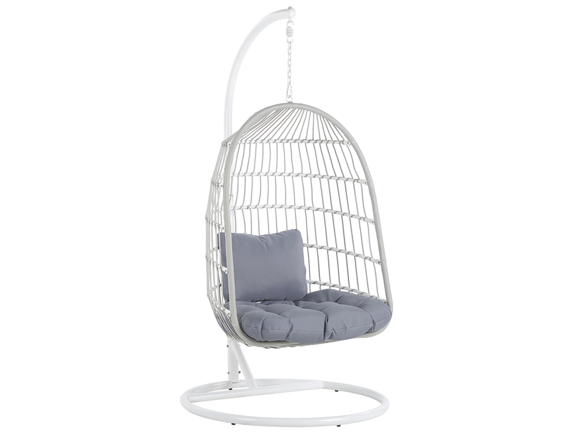 Silla Colgante Con Soporte Beliani Allera De Tela Blanco 102x102x199