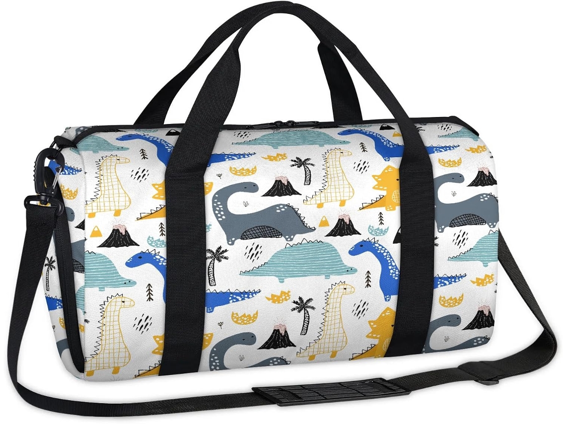 Bolsa Esportiva Colorida em Formato de Dinossauro 45 X 21 5 X 23 Cm Tecido de Poliéste Estampa Pa Design Du