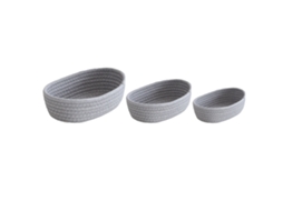 3 Pcs Cesta de Armazenamento Oval Tecida à Mão em Corda de Algodão S/MARCA para Mesa Grey