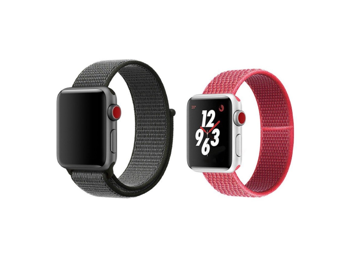 Kit 2x Pulseira de Nylon para Apple Watch Ultra 3 Preto/Vermelho Gift4me