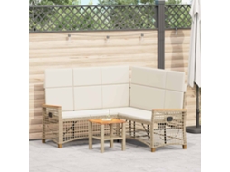 Vidaxl Conjunto De Sofá Reclinado Para Jardim Bege E Branco Creme