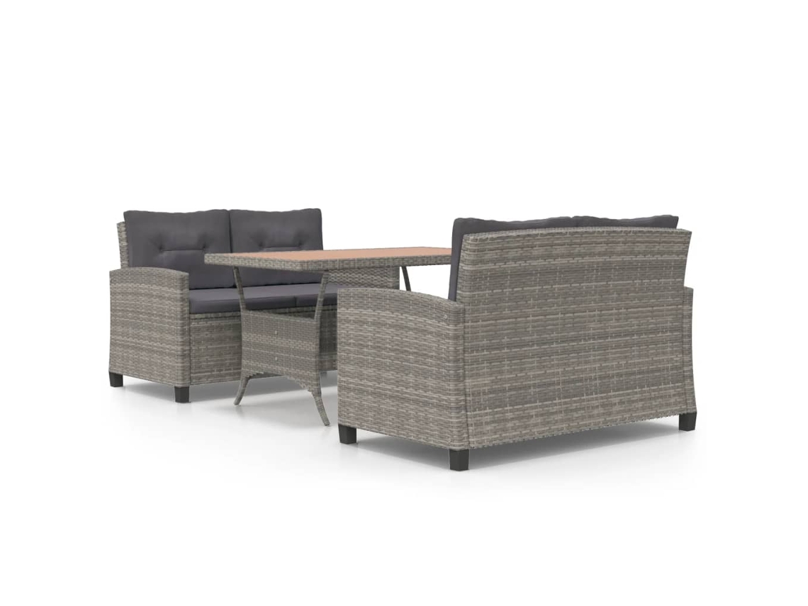 Maison Exclusive - 3 Pcs Conj. De Jantar Para Jardim Vime Pe E Acácia Maciça