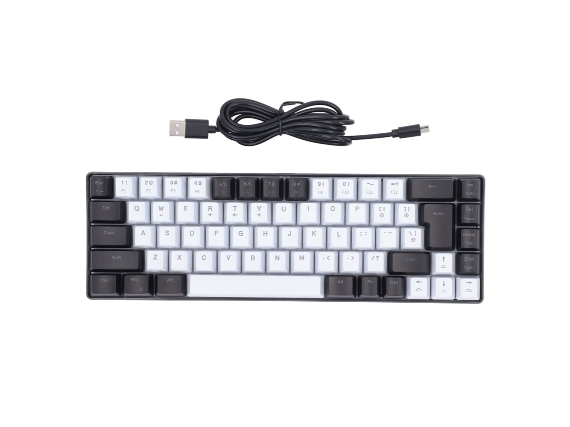 Teclado Usb de Membrana para Juegos Con Retroiluminación Rgb de 68 Teclas, Diseño Ergonómico, para Pc, Windows Office, Blanco/negro.
