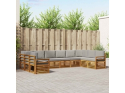 Vidaxl Conjunto De Sofá Sectional 10 Pcs Cinza Natural E Claro