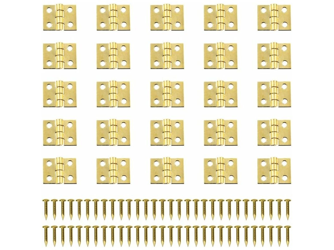 100 Mini Dobradiças Retrô, De Latão, Pequenas De Metal, Em Miniatura Com Parafusos Para Portas De Armários, Gavetas E Baús