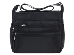 Bolsa Bandolera Leve, Nylon, Impermeável, Múltiplos Bolsos, Preto | S/MARCA