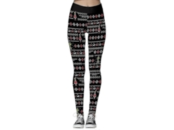 Leggins De Cinto Alto Com Estampa De Natal, Grinch E Flocos De Neve Para Mulheres B