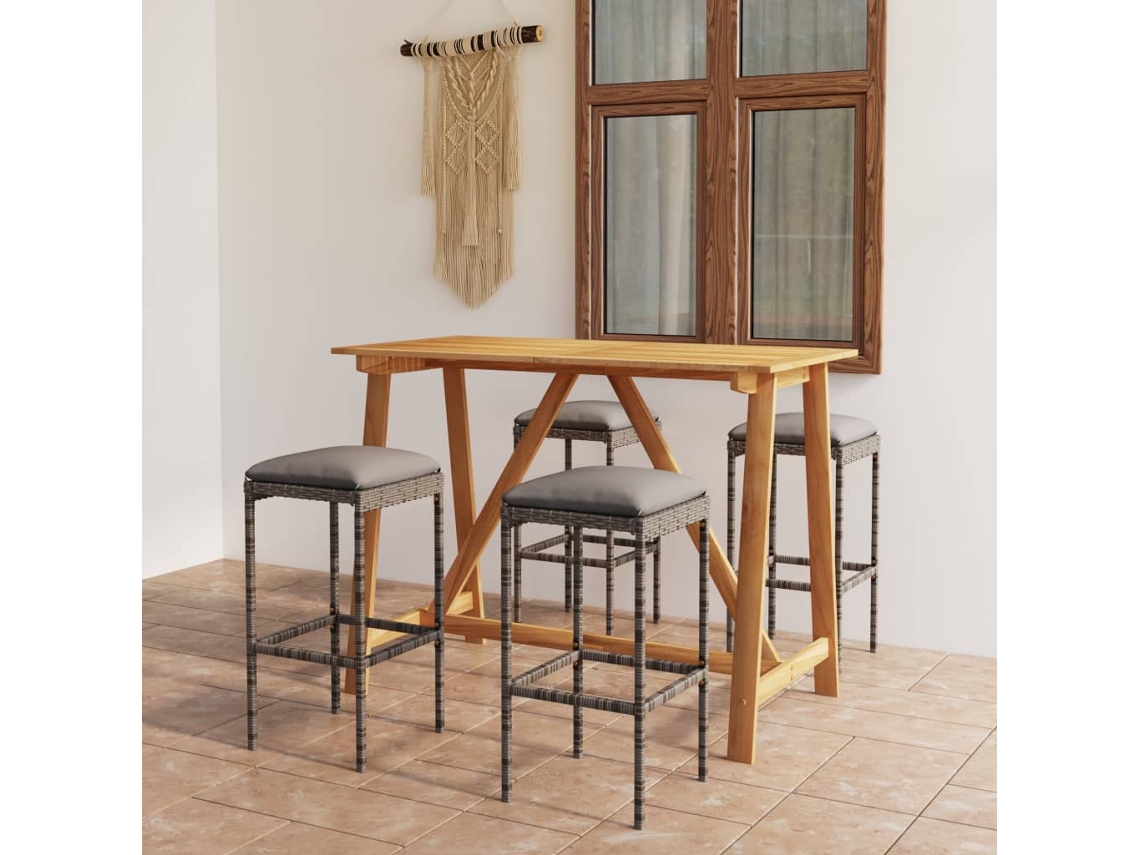 Conjunto de 5 peças de bar de jardim com travesseiros Cinza Dkd Home Decor