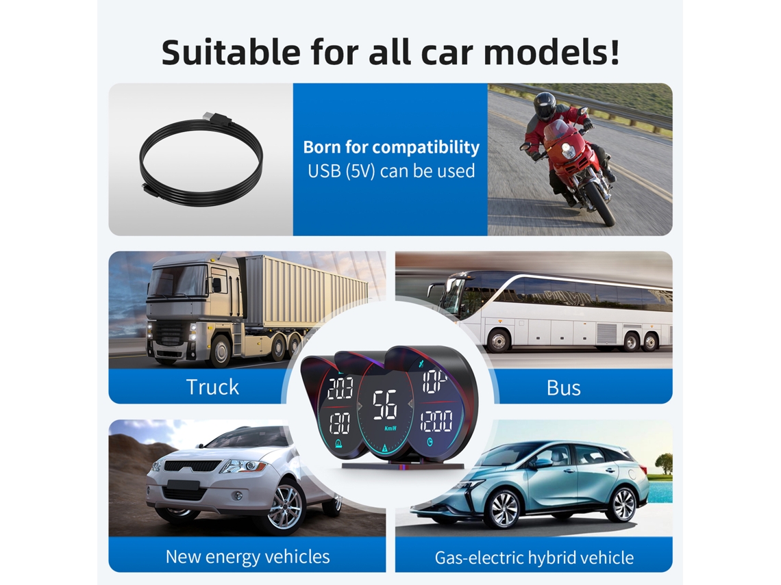 Head Up Display Universal 5 Inch Gps Speedometer Car Alarm