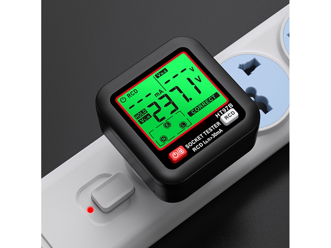 Tester de tomadas GFCI de alta precisão com display LCD | S/MARCA