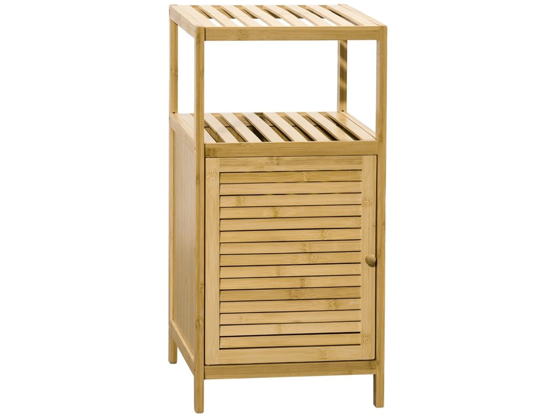Armário De Banheiro, Material De Bambu, 33 Cm X 36,5 Cm X 67 Cm, De Pé, 1 Prateleira, Superfície Impermeável