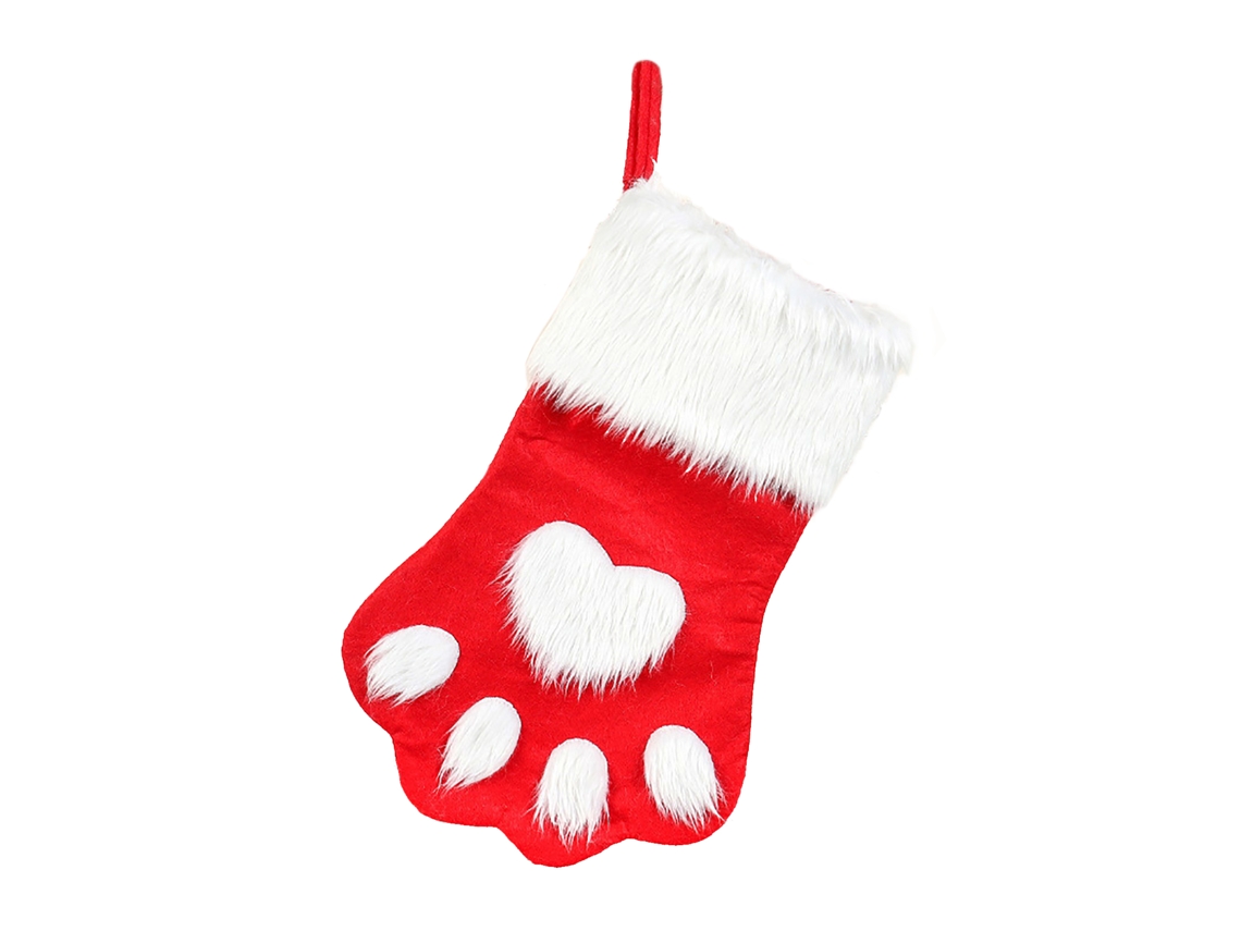 Laxiscreed Colete Natal Vermelho E Cinza Com Design De Pata De Cão, Pêlo Longo E Saco De Presente Funcional