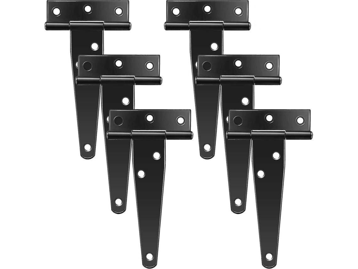 Kit Com 6 Dobradiças Tipo T De 4 Polegadas, Estilo Rústico, Pretas, Antiferrugem, Para Portas E Janelas