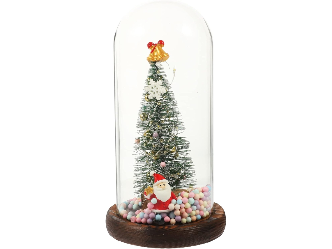 Árvore De Natal De Mesa Sob Vidro Com Luz Led, Mini Árvore De Natal Decorativa Transparente