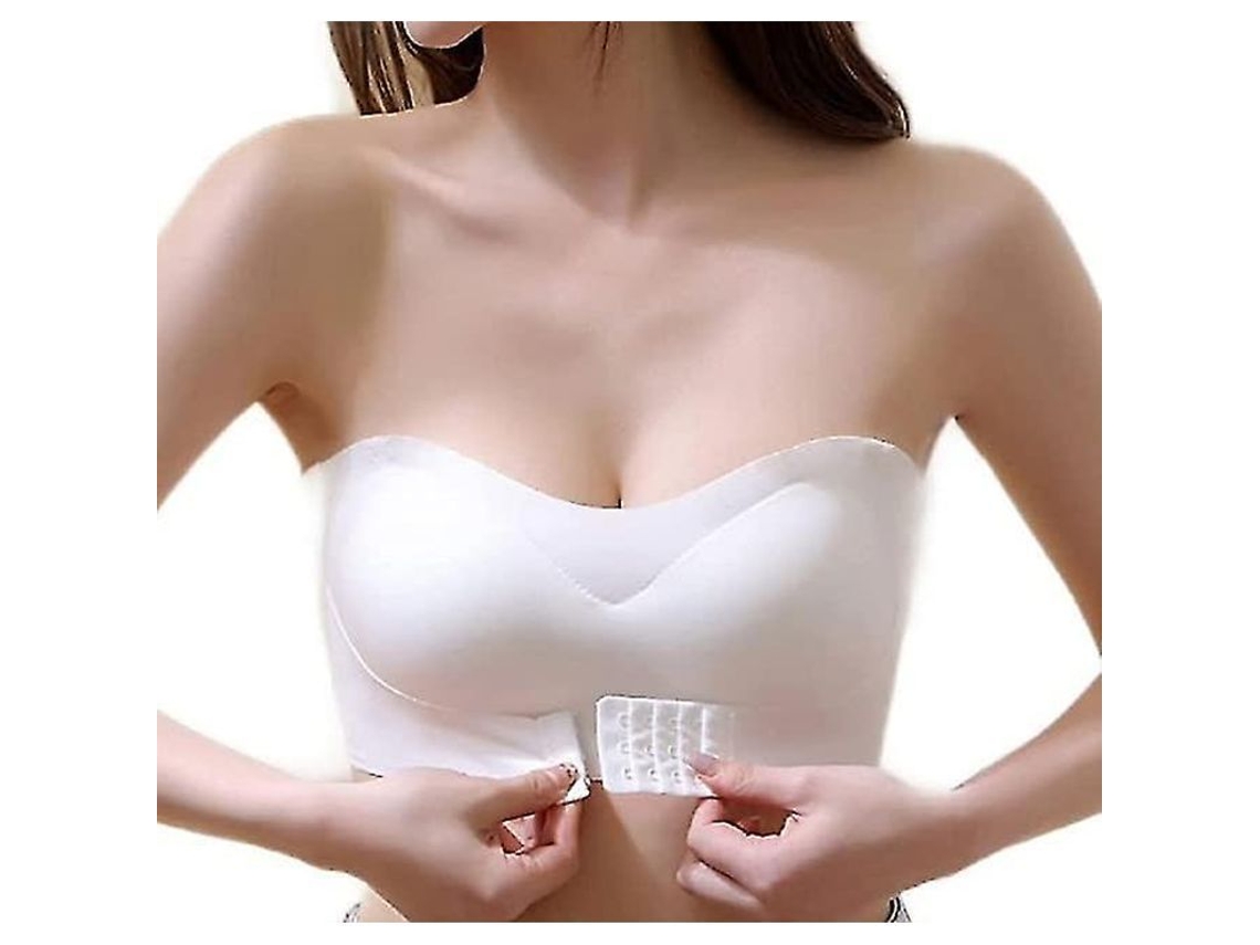 Sutiã Sem Alças com Fecho Frontal de Apoio Elevado em Tecido de Nylon e Spandex Confortável e Versátil Branco