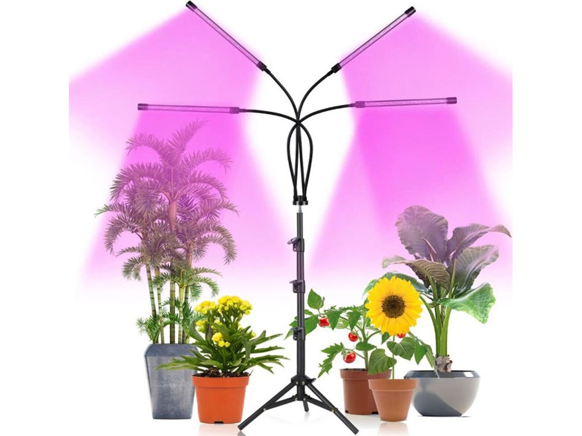 Lurelia Lâmpada Led Para Plantas 80 W, Espectro Completo, Com Temporizador, 4 Cabeças