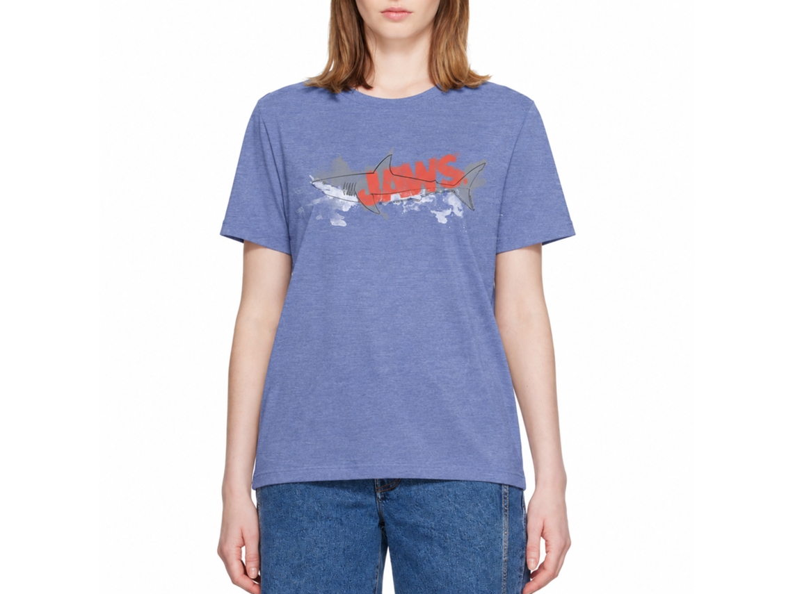 Rockinstone Jaws Movie Watermark Heather Light Blue Adult T-shirt Size:s
