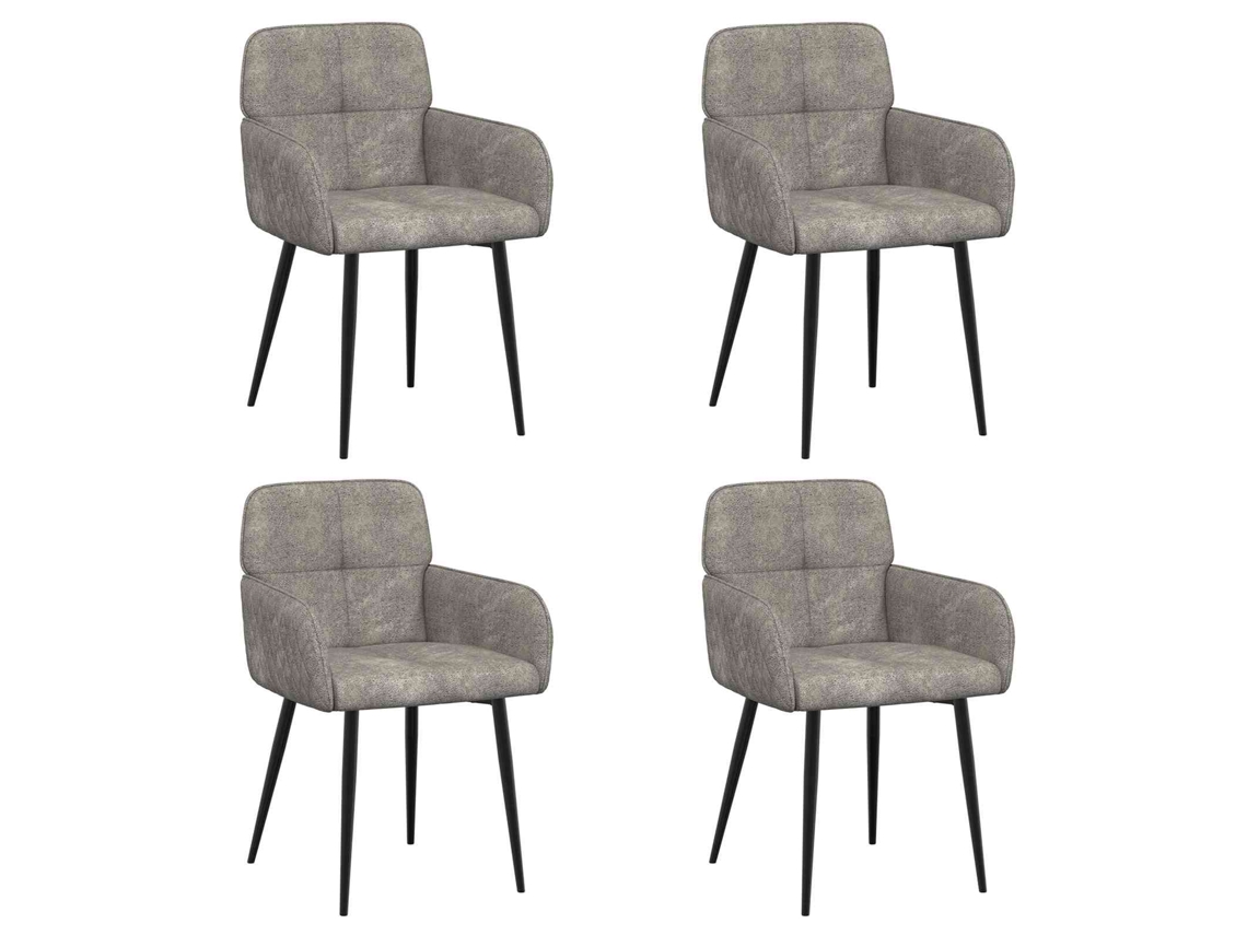Conjunto 4 Cadeiras De Jantar Vidaxl Cinzento-claro Camurça Sintética (59 X 56,5 X 85 Cm)