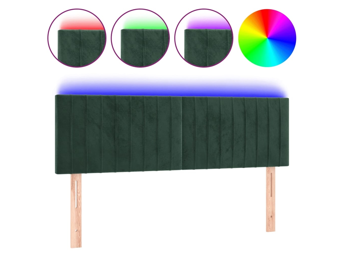 Led Headboard, Led Headboards Vidaxl Verde Veludo (144 X 5 X 78/88 Cm)